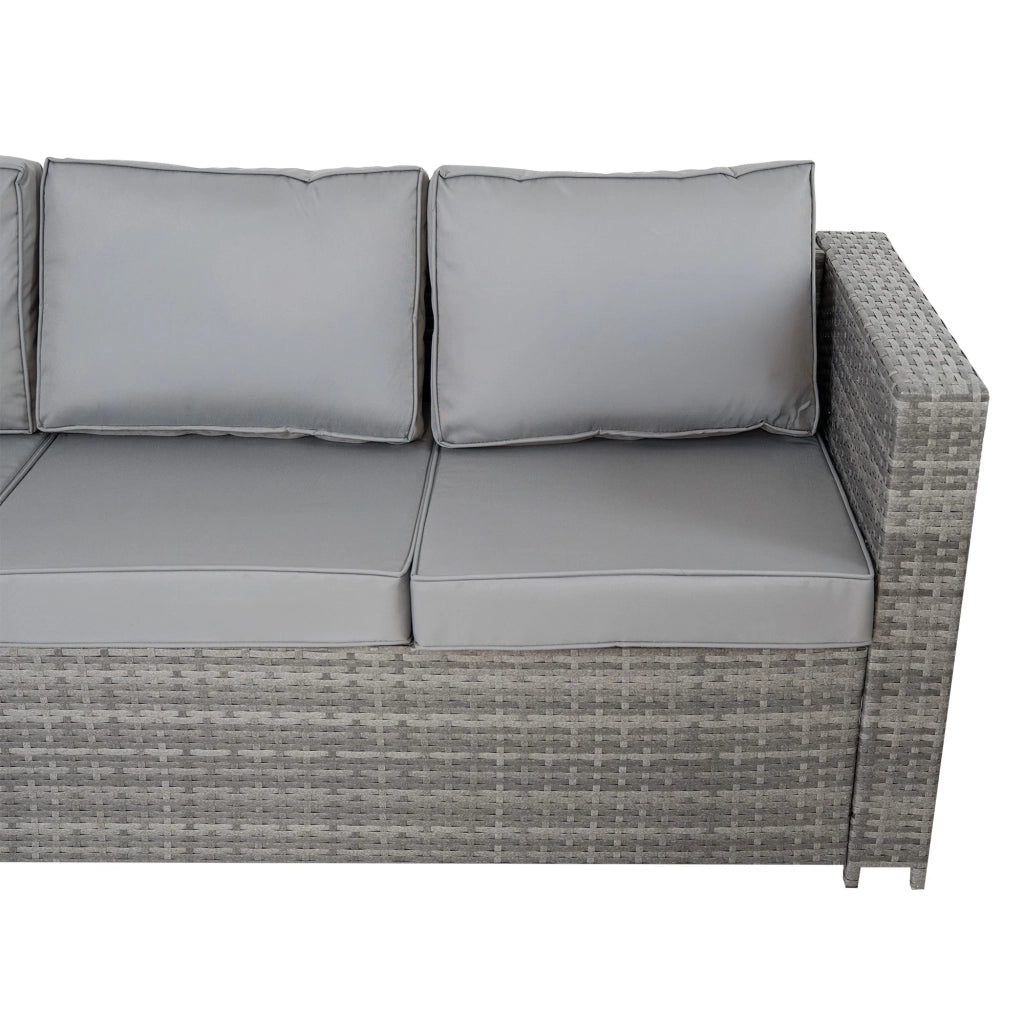 Set Giardino Rattan 11 Posti Grigio Divani Sgabelli Tavolo Firepit
