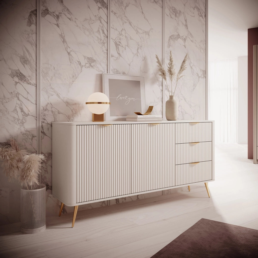 Madia Halilala, Credenza 3 Cassetti, 163x38x81h cm Beige