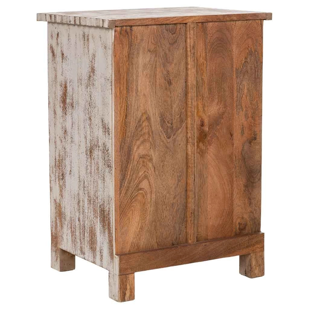 Tavolino artigianale in legno bianco 52x40x74h cm
