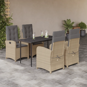 Set Pranzo da Giardino 5 pz con Cuscini Beige Misto Polyrattan 3212393