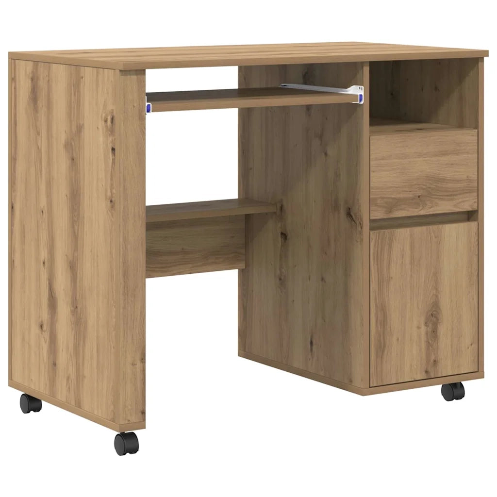 Scrivania con Ruote Rovere artigianale 91 x 50 x 77 cm 869537