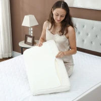Cuscino Cervicale in Memory Foam a Doppia Altezza con Copertura Rimovibile, 60x40x10/12 cm, Bianco Crema