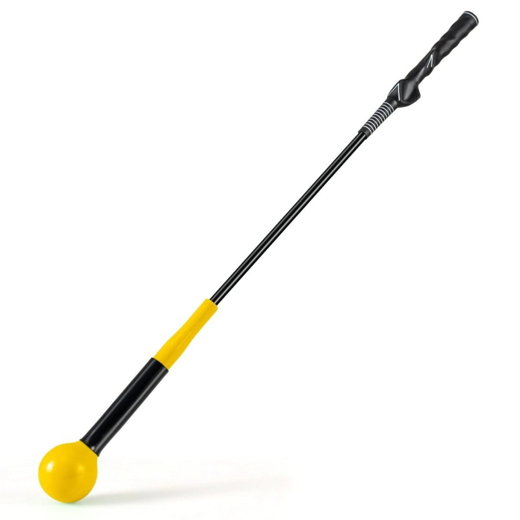 Set di 2 bastone da allenamento per riscaldamento con testa ponderata per impugnatura, Aiuto per allenamento del movimento del golf Giallo