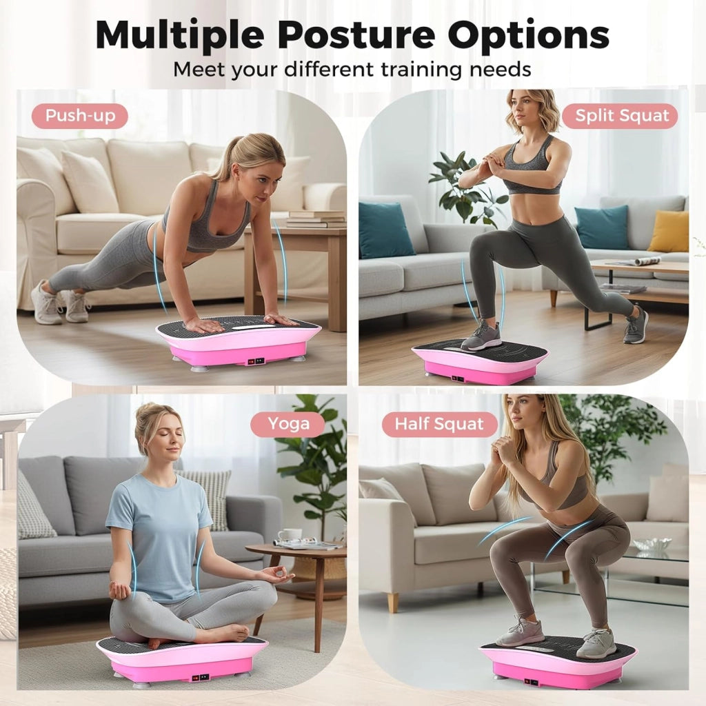 Pedana Vibrante Dimagrante con 10 Livelli di Intensità, Timer da 10 Minuti e Silenziosa Fitness, Pedana Fitness con Schermo e Telecomando per Allenamento Completo a Casa