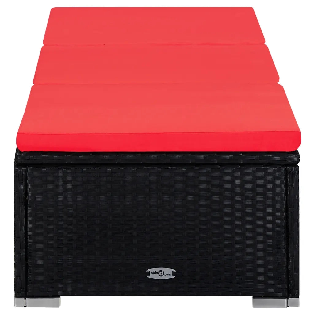 Lettini Prendisole con Tavolino 3 pz in Polyrattan Nero 3057667