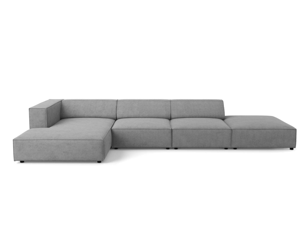 Cosmopolitan Design - Divano angolare sinistro "Arendal" 5 posti in ciniglia con effetto a coste grigio scuro 