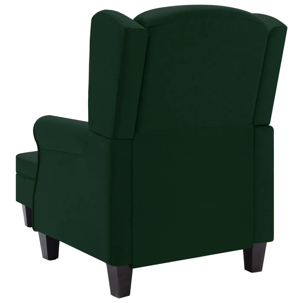 Poltrona | Sedia Relax con Poggiapiedi Verde Scuro in Tessuto