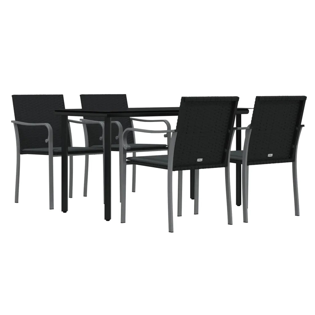 Set Pranzo da Giardino 5pz con Cuscini in Polyrattan e Acciaio 3186959
