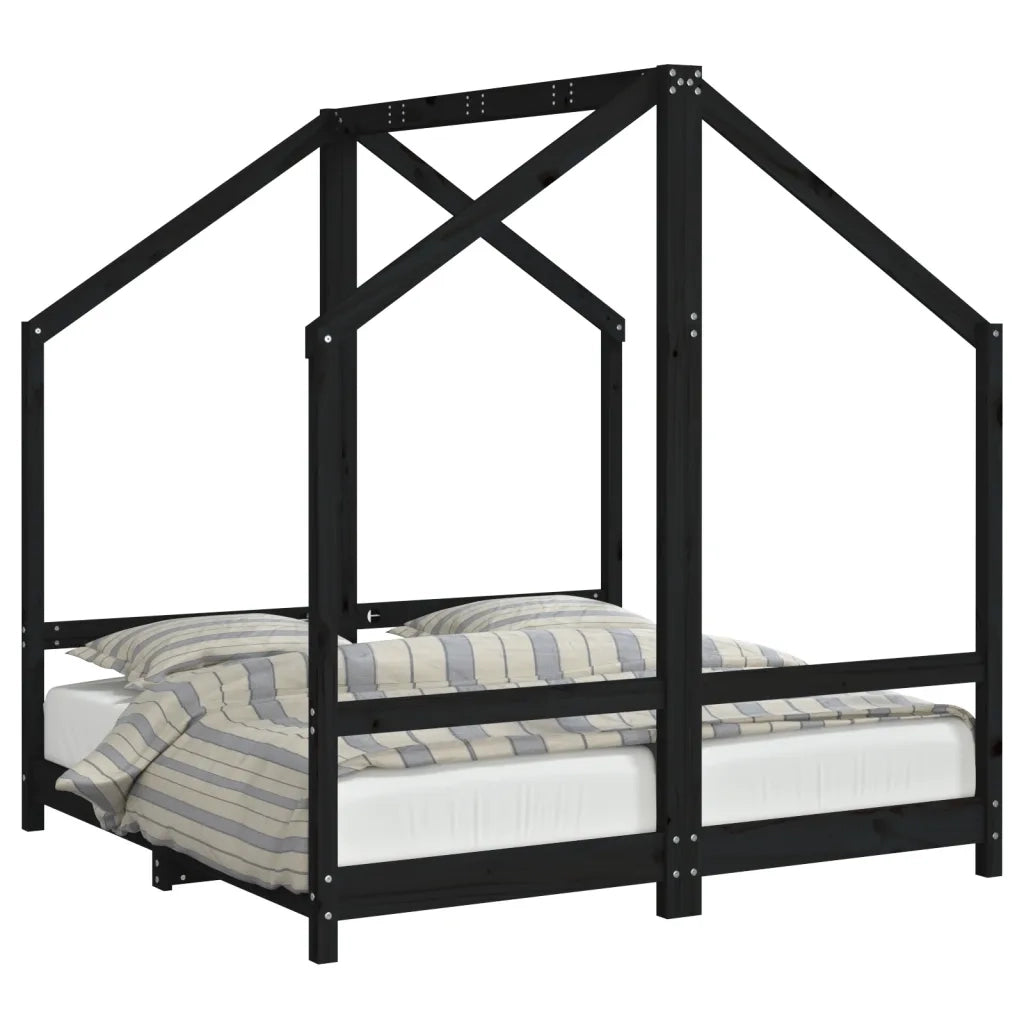 Giroletto per Bambini Nero 2x(70x140) cm Legno Massello di Pino 3200594