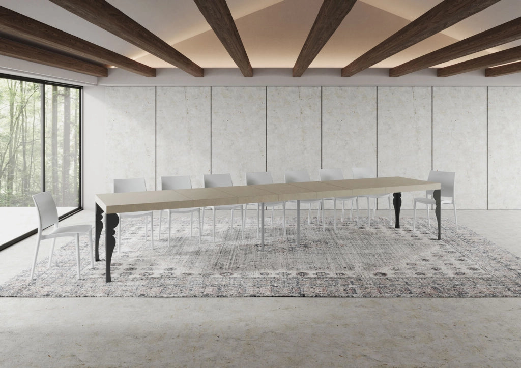 Tavolo allungabile 90x160/420 cm Paxor Premium cashmere gambe antracite