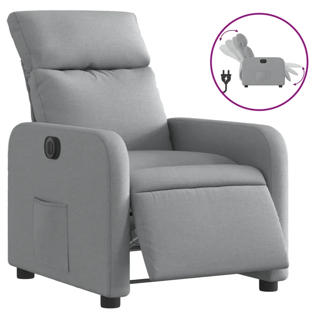 Poltrona | Sedia Relax Elettrica Reclinabile Grigio Chiaro in Tessuto