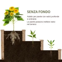 Letto per Orto Rialzato a 3 Livelli in Legno Naturale, Fioriera Rialzata da Esterno per Piante, 120x120x56cm