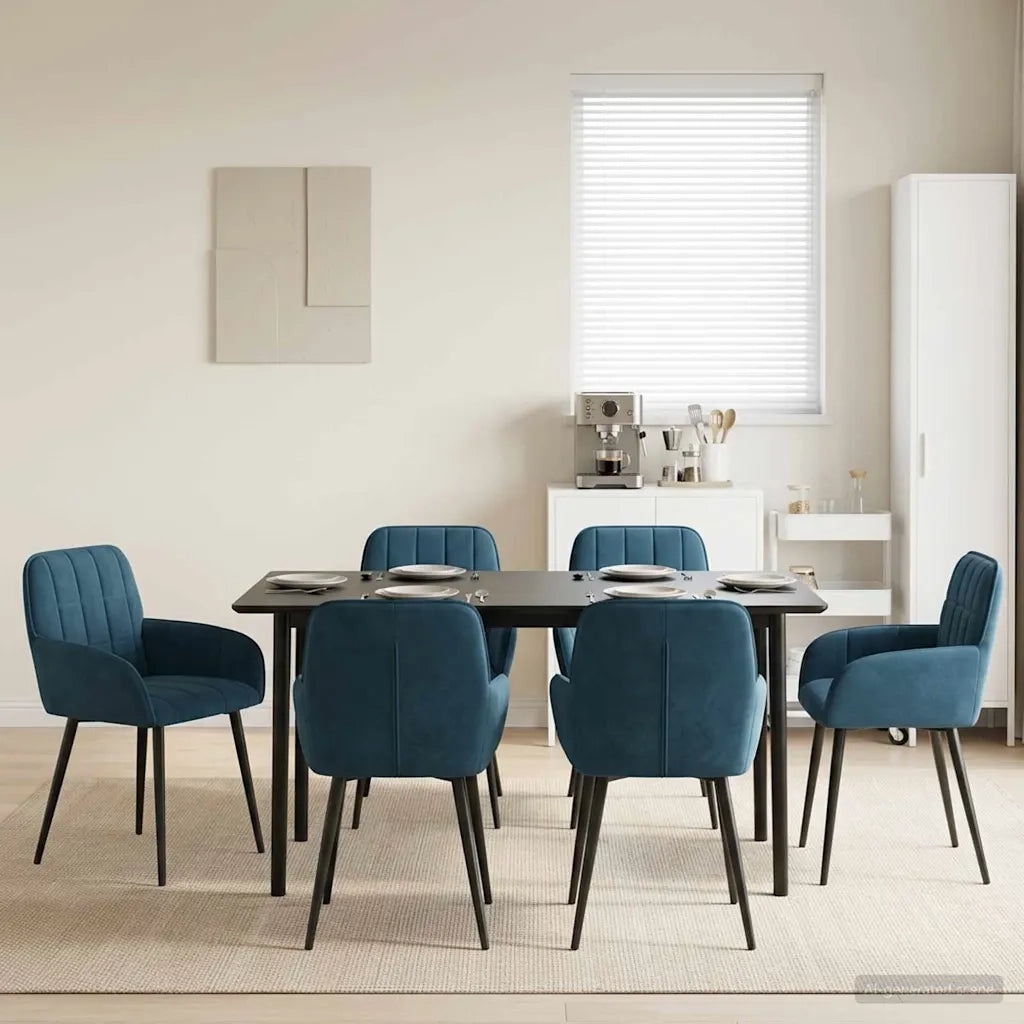 Sedie da pranzo 6 pcs Velluto (V) Blu 56,5 x 50 x 86 cm 3428182