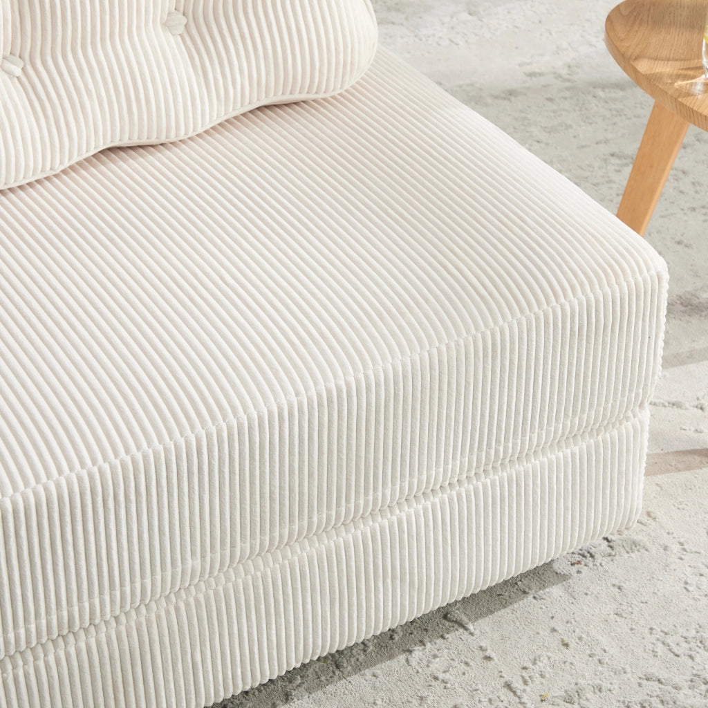 Poltrona letto 90x86x84 cm trasformabile in velluto a coste beige