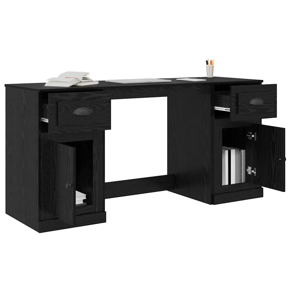 Scrivania | Tavolo da Ufficio con armadietto Rovere Nero 154,5 x 50 x 75 cm