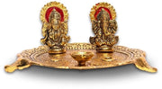 Idolo di Ganesha in Alluminio con Piatto Platter per Pooja Diwali Dono Decorazioni per Deepawali Beeld Thali