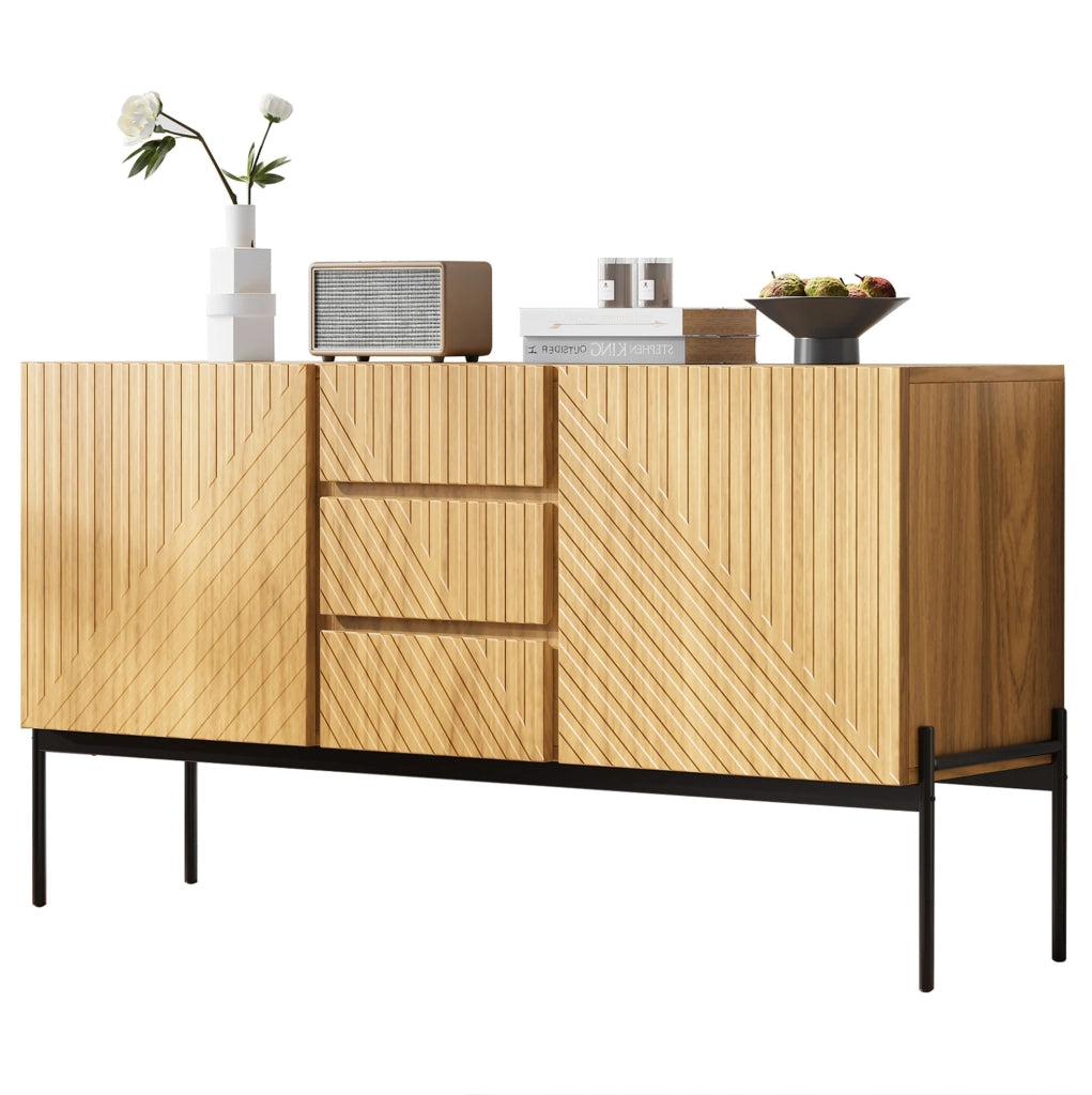Madia moderna 140 cm con 2 ante e 3 cassetti naturale