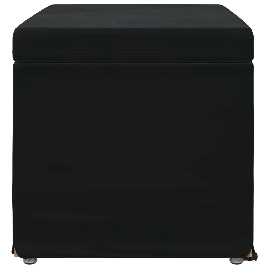 Pouf Nero 61 x 41 x 40 cm Velluto e Legno Ingegnerizzato
