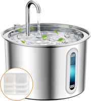 Fonte per animali da bere - 2 litri - Silenziosa - Con finestra del livello dell'acqua - 3 filtri a carbone attivi - Luce LED