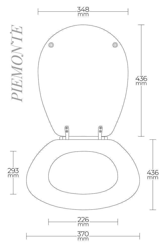 Sedile per WC modello PIEMONTE - Misure 37x43,6 cm.