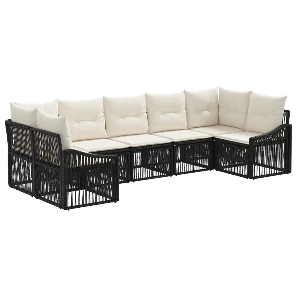 Set Divano da Giardino 7 pz 7-Numero di posti Nero polyrattan 3436105