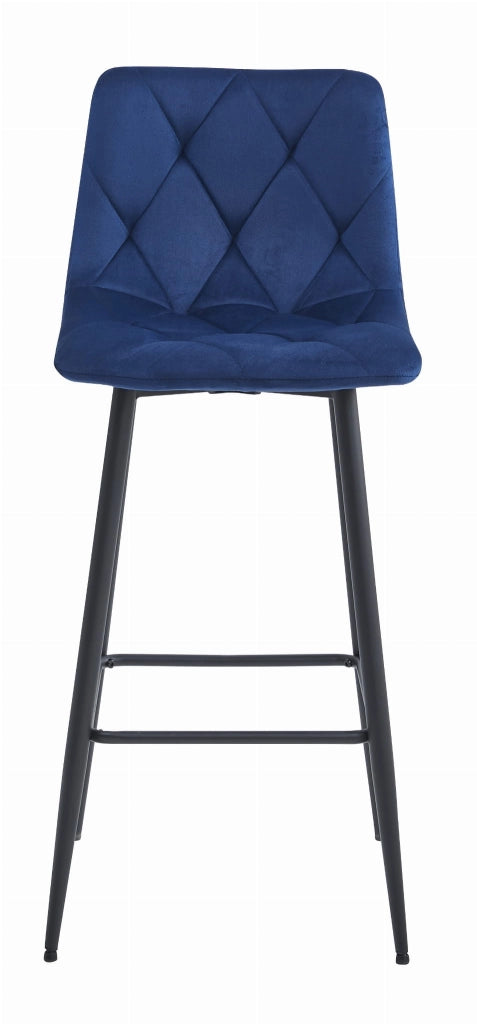 Sgabello Valora KODA in velluto blu navy con gambe nere x2