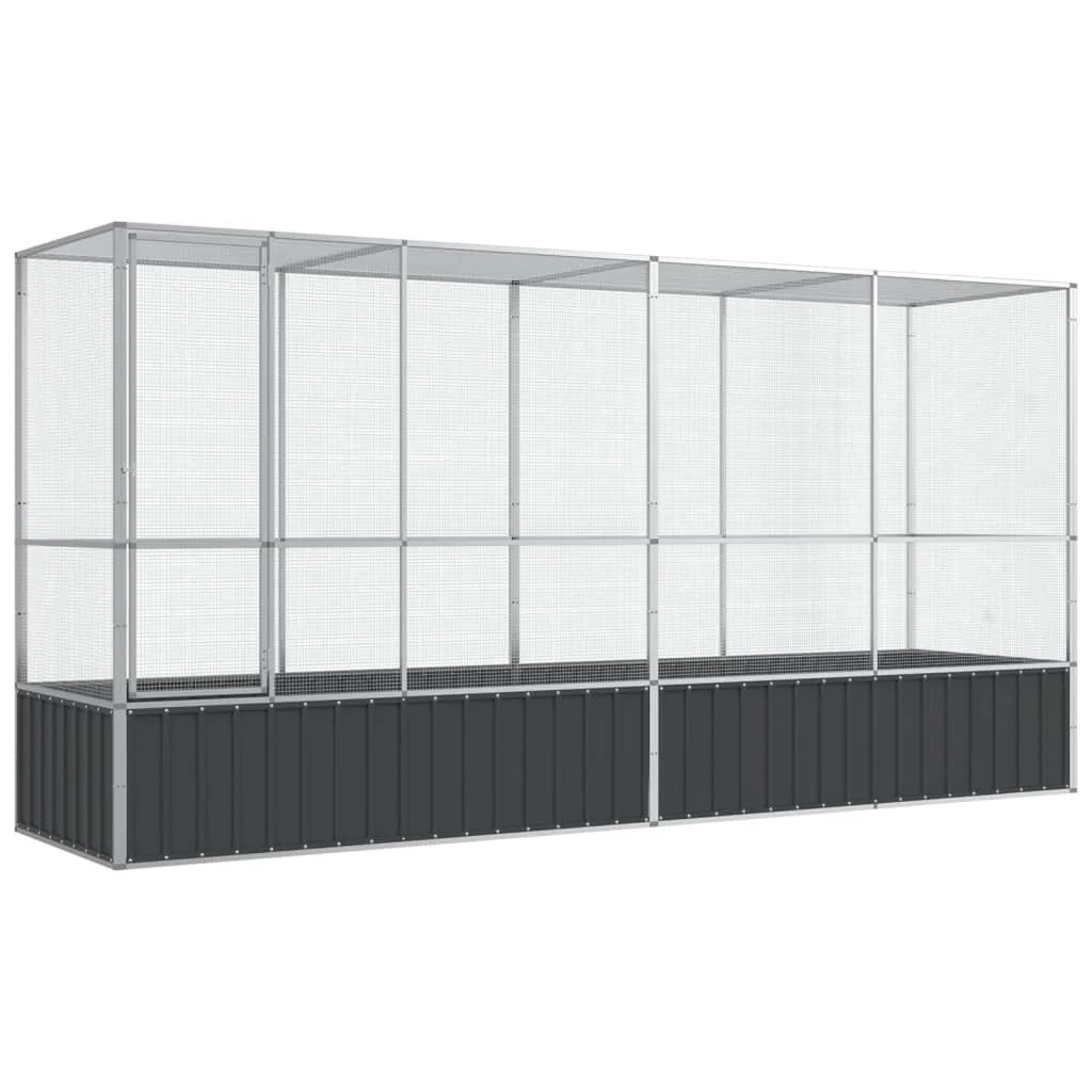 Voliera a gabbia con estensione in argento 418,5 x 107 x 212 cm acciaio argento 02_0045655