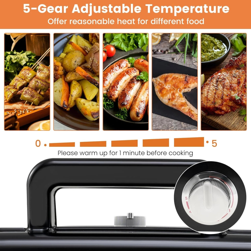 Tostapane 1200W, Piastra per Panini Sandwich Waffle 3 in 1, 5 Temperature Regolabili, Doppia Faccia, Piastra Grill Rimovibile e Lavabile, Protezione contro Surriscaldamento, Nero