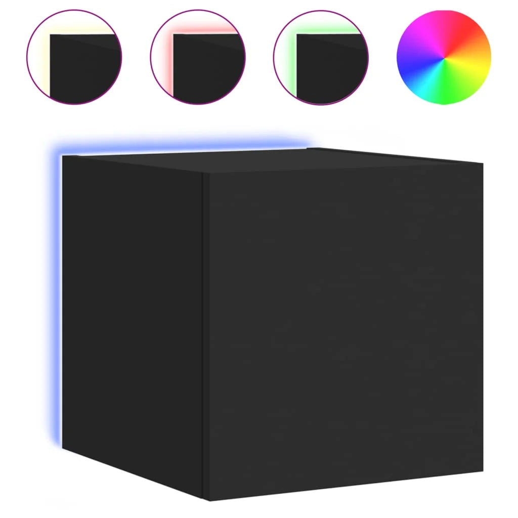 Mobile TV multimediale da parete mensola TV credenza mobile TV per sala da pranzo soggiorno camera da letto con luci LED 2 pezzi 30,5 x 35 x 30 cm nero 02_0029096
