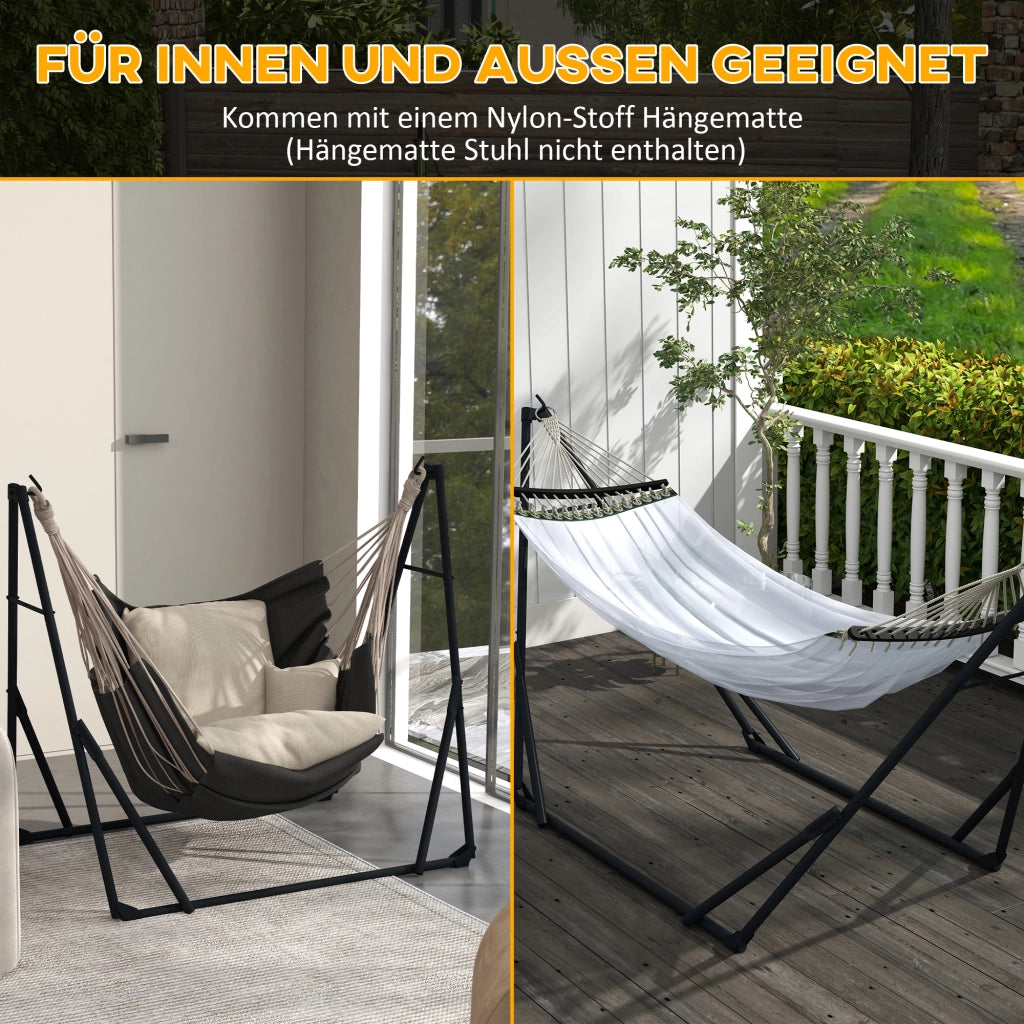 Hangmat Set con Amaca ¨C Zephmum ¨C 263x89x100 cm, Nero e Bianco