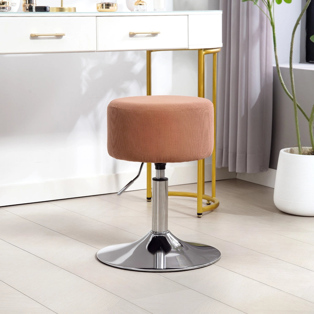 Sgabello Regolabile in Altezza 52-66 cm con Rivestimento in Velluto ¨C zephmum ¨C Marrone