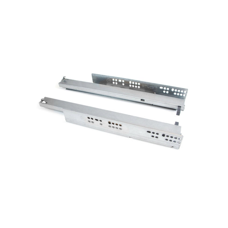 Set di guide per cassetti a scomparsa Silver, estrazione totale, con chiusura soft e aggancio, profondità 290 mm, Acc..