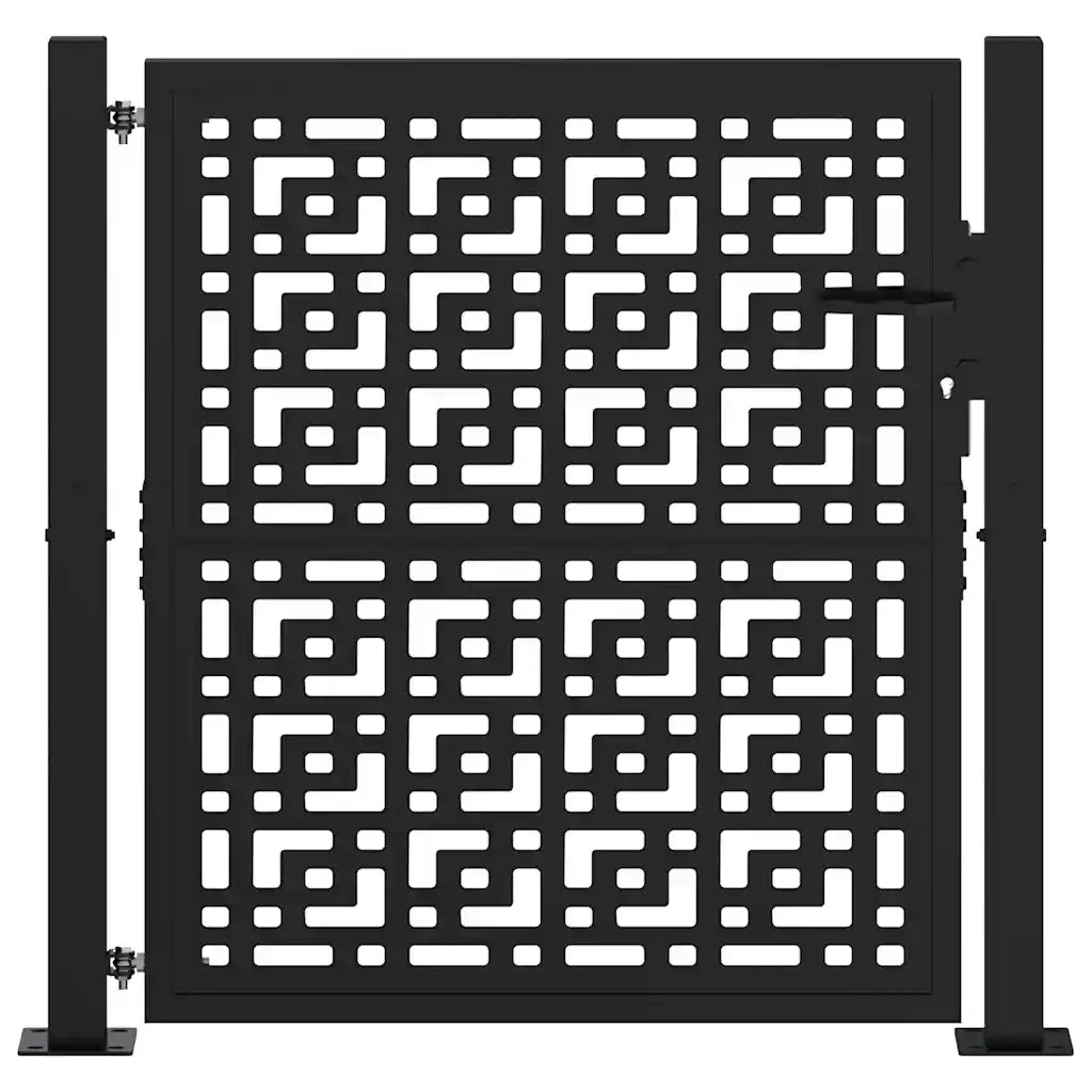 vidaXL Cancello Giardino Nero 105x106 cm in Acciaio Design a Croce