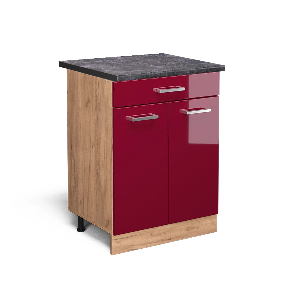Vicco Mobiletto base per cucina Rosso lucido 60 cm con cassetto, PL Antracite
