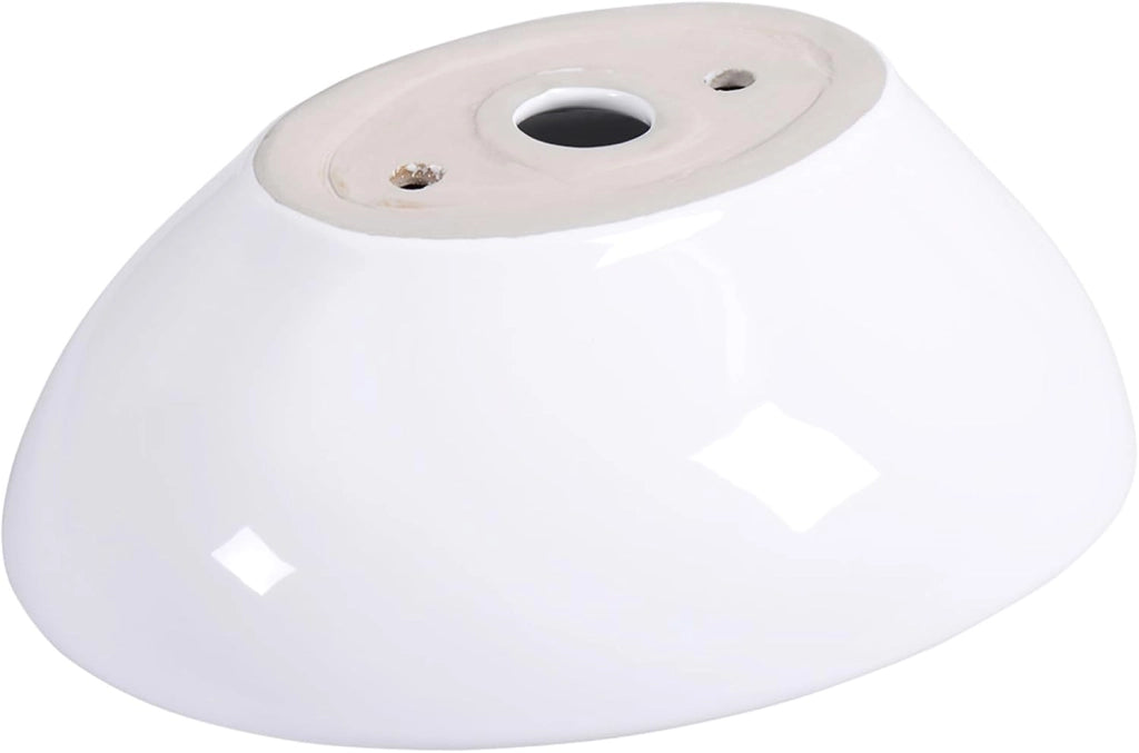 Lavabo Ovale in Ceramica, Lavandino di Forma Ovale, Dotato con Set di Tubo di Scarico, 41x 33,5 x 14 cm, Bianco