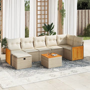 Set Divano da Giardino 8 pz con Cuscini Beige in Polyrattan 3326048