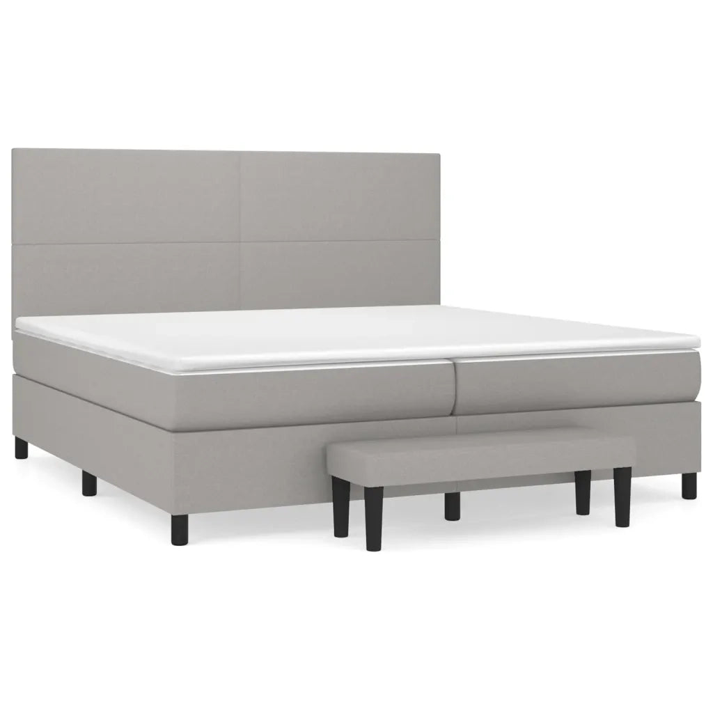 Giroletto a Molle con Materasso Grigio Chiaro 200x200cm Tessuto cod mxl 63375