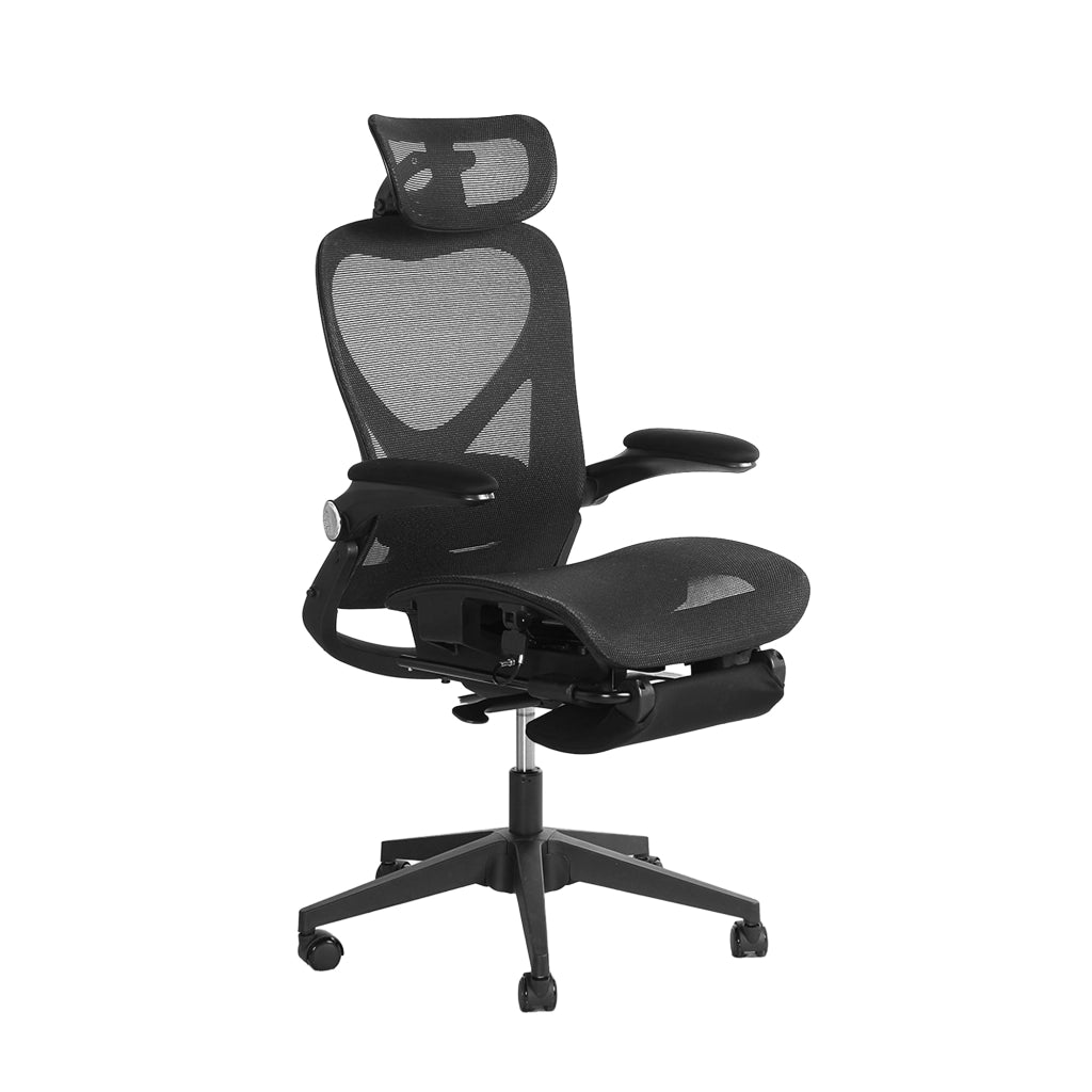 Chaise de bureau ergonomica pieghevole in mesh con poggiatesta 3d e supporto lombare regolabile nero
