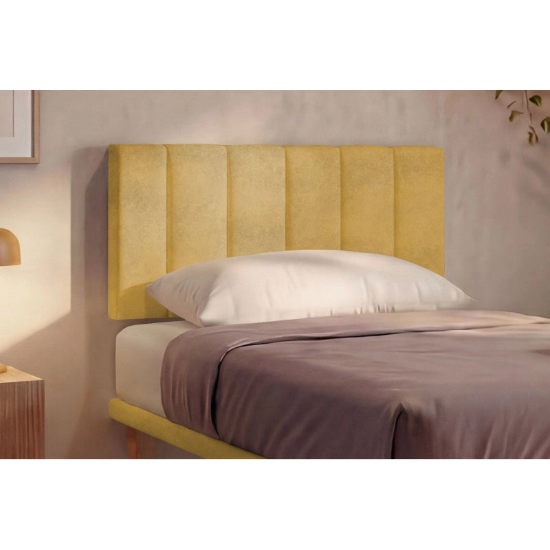 Letto imbottito Singolo 80x190 cm Vertical - Con rete,Microfibra,Ocra