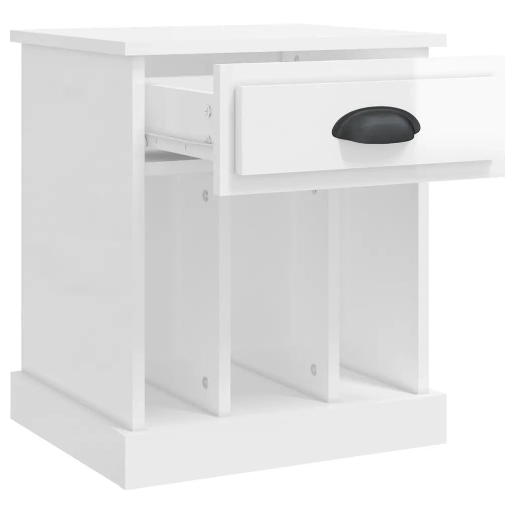 Set di 2 Comodini | Armadio da Notte | Mobiletto da notte Bianco Lucido 43x36x50 cm