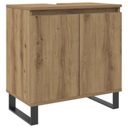 Mobiletto da bagno dal design moderno con vano contenitore 58 x 33 x 60 cm realizzato in legno di rovere composito finitura artigianale 02_0051101