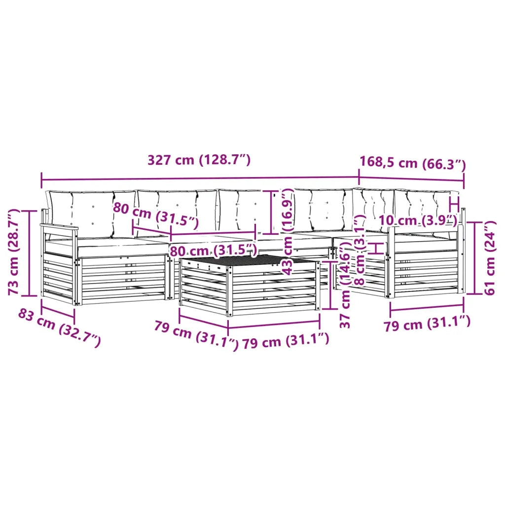 Set di divani da esterno 6 pcs Grigio Naturale e Chiaro 3373486