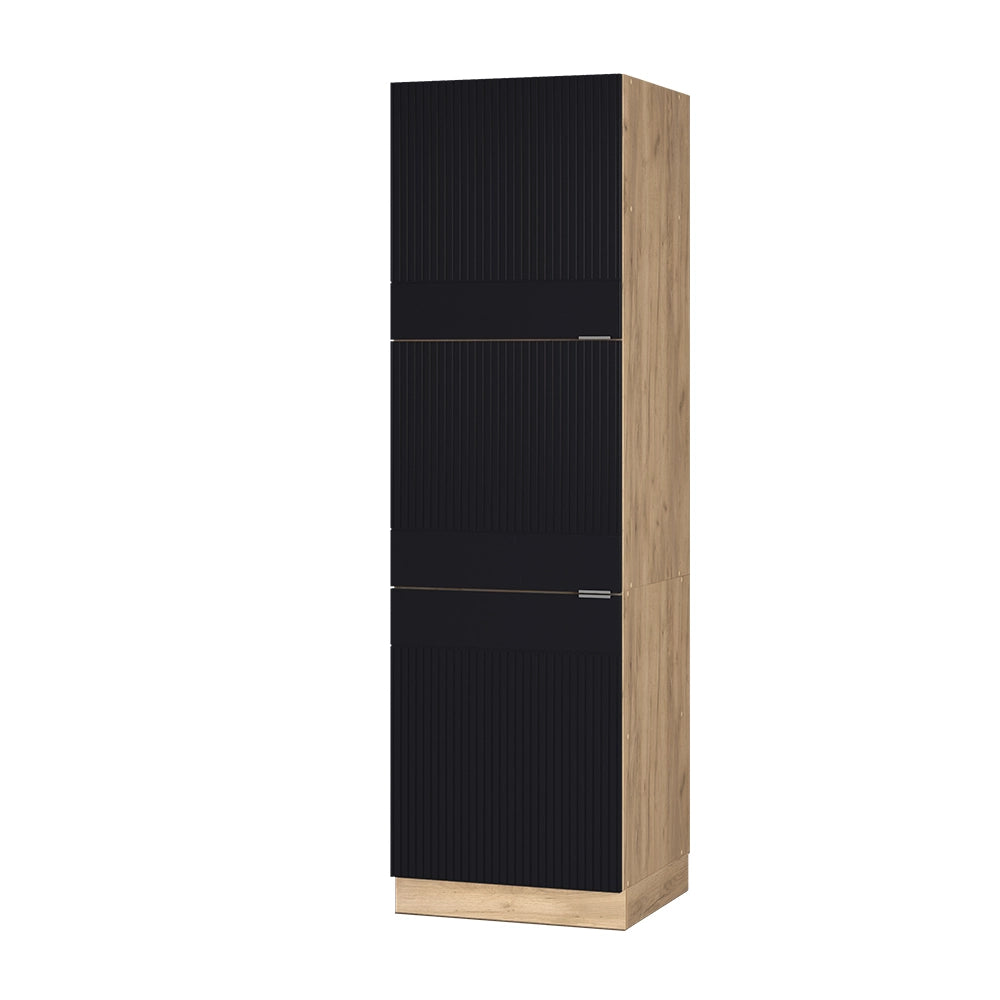 Mobile per forno da incasso Fame-Line Nero rigato/Rovere dorato 60 cm Vicco