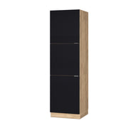 Mobile per forno da incasso Fame-Line Nero rigato/Rovere dorato 60 cm Vicco