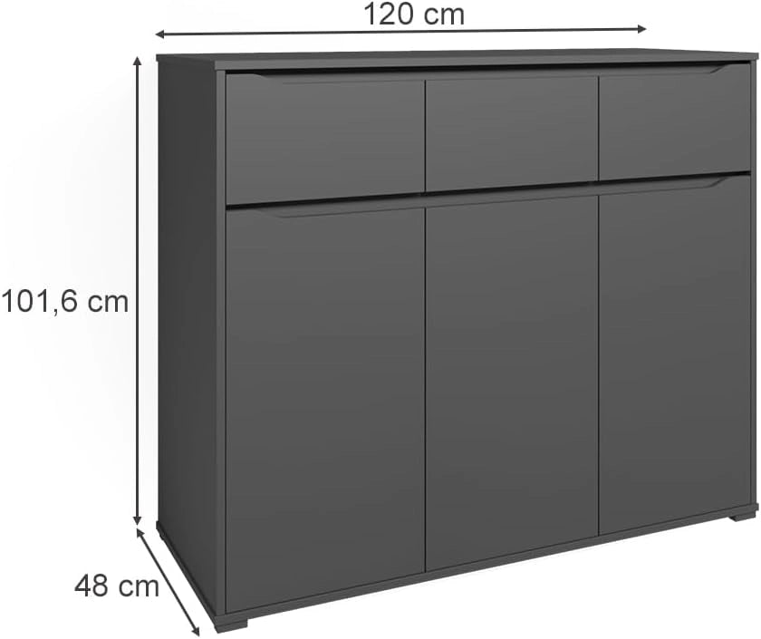 Cassettiera per camera da letto Ruben, Antracite, 48 x 101.6 cm, per riporre abiti e oggetti di uso quotidiano