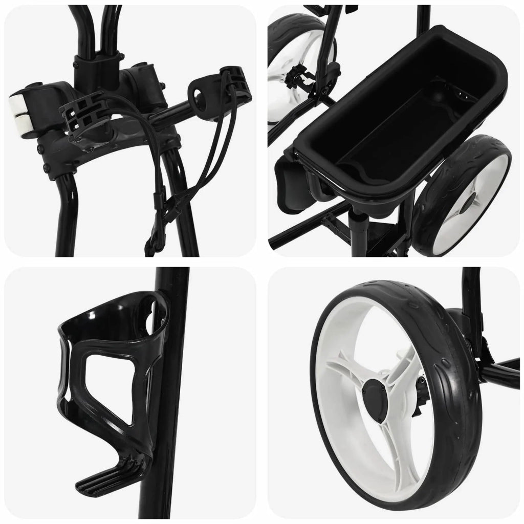 Carrello da golf con sedile Nero e Bianco 100 x 60 x 130 cm CFW5899224