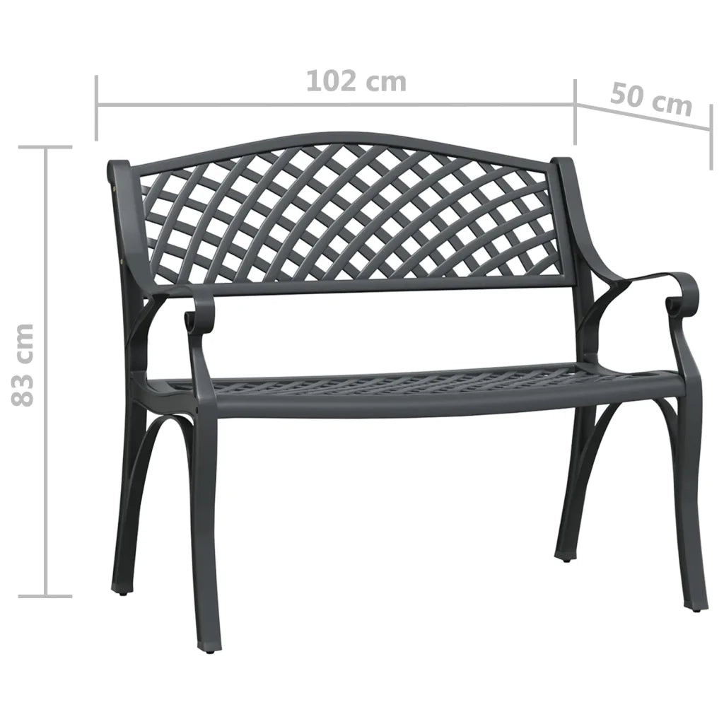 Panchina da Giardino 102 cm in Alluminio Pressofuso Nero