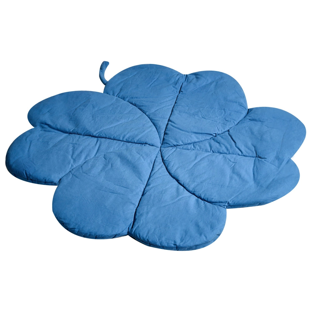 Tappeto per bambini Blu Cotone Coperta a forma di trifoglio Trapuntato 110 x 110 cm Asilo nido Bambini Accessorio per la cameretta