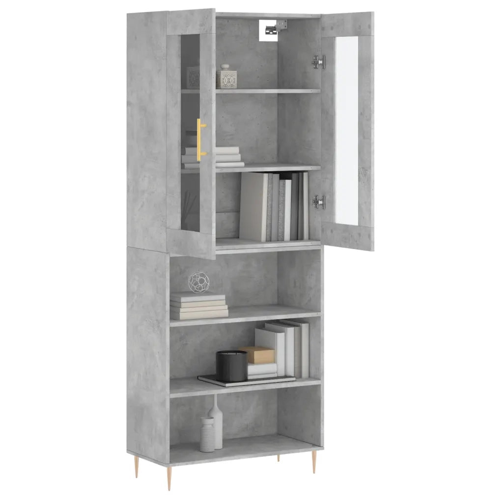 Credenza-Buffet-Armadio da cucina Grigio Cemento 69,5x34x180 cm in Legno Multistrato 933640