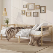 Letto basso 90 × 200 cm con sponde su 3 lati, spazio sotto il letto, senza materasso, in pino naturale